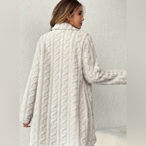 Women's White Faux Fur Coat - Picture 3 of 9